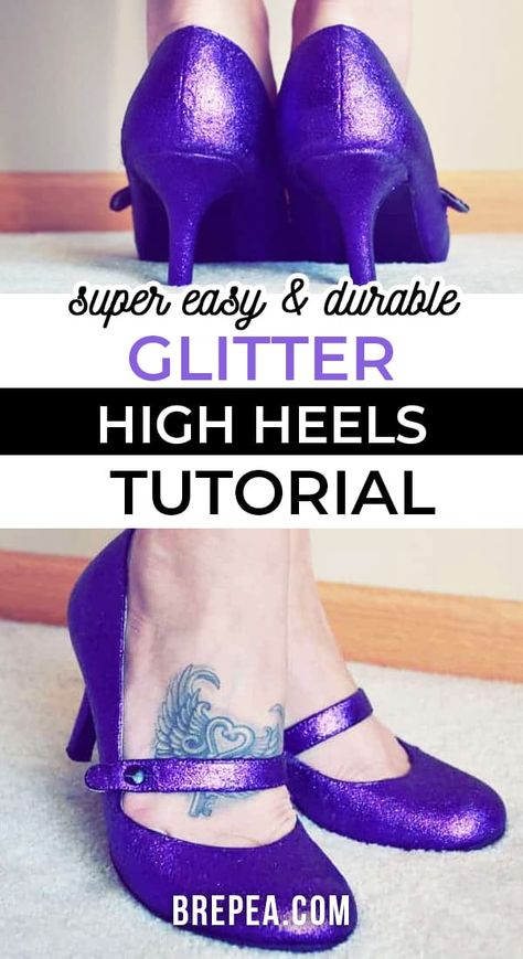 Glitter Tennis Shoes, Diy Glitter Shoes, Gold Glitter Makeup, Disco Shoes, Diy Heels, Shoes Tutorial, Glittery Shoes, Shoe Makeover, Glitter High Heels