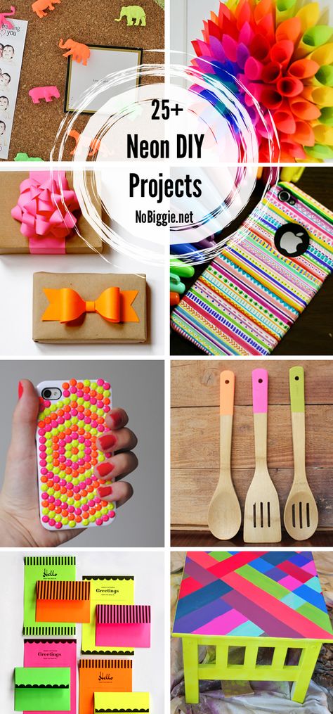 25+ Neon DIY Projects | NoBiggie.net Neon Crafts For Kids, Glow Projects, Market Day Ideas, Neon Crafts, Neon Christmas, August Crafts, Retro Crafts, Winter Dance, Kids Rooms Diy