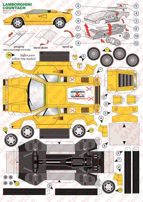 Papercraft Templates Printables, Paper Toys Diy, Car Papercraft, Paper Model Car, Paper Airplane Models, Car Lamborghini, Cardboard Car, Cardboard Toys, Paper Car