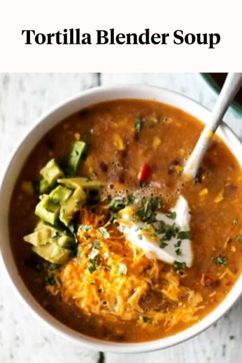 Vitamix Tortilla Soup, Vitamix Healthy Recipes, Vitamix Soup Recipes, Spicy Sweet Potato Soup, Immersion Blender Recipes, Vitamix Soup, Blender Soup, Tomato Snacks, Vitamix Blender