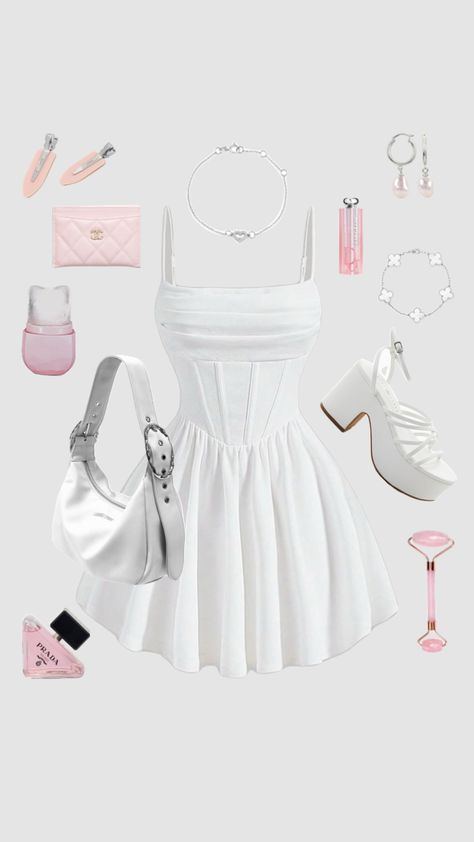 #outfit #outfits #outfitinspo #outfitinspiration #ootd #outfitcheck #dress #whitedressoutfit #outfitideas #fancyoutfit #pinkandwhite #girlyoutfit #coquette White Coquette, White Dress Outfit, Fashion Design Portfolio, Stylish Work Outfits, Graduation Outfit, Simple Trendy Outfits, Outfit Combinations, Fancy Outfits, Girly Outfits