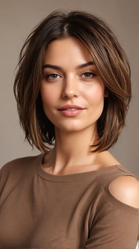 Thick Hair Layered Bob, 2024 Mid Length Hairstyles, Long Layered Bob For Fine Hair, Layered Bob Hairstyles For Fine Hair, Shoulder Length Haircuts For Fine Hair, Shoulder Length Thick Hair, Short Medium Hair, Shorthair Haircut, Layered Haircuts For Women