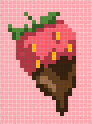 #165913 made by Meliii_ on BB. Fruit Pixel Art, Slip Stitch Knitting, Pixel Quilting, Graph Crochet, Fuse Bead Patterns, Pixel Art Templates, Chocolate Food, Pixel Art Grid, Easy Paper Crafts Diy