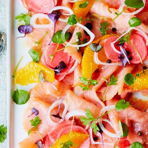 Smoked salmon carpaccio Recipe | Home Beautiful Salmon Carpaccio, Carpaccio Recipe, Smoked Salmon Appetizer, Salmon Appetizer, Outdoor Renovation, Caraway Seeds, Outdoor Entertaining Area, Ideas Family, Organization Kids