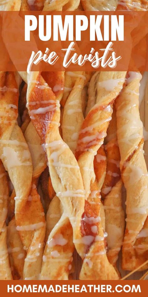 Deliciously flaky pastry envelops spiced pumpkin filling with these irresistible pumpkin pie twists. A delightful take on a classic fall favorite. Pumpkin Pie Twists, Fall Eats, Pumpkin Filling, Mini Pumpkin Pies, Pumpkin Cinnamon Rolls, Twisted Recipes, Crescent Roll Dough, Pumpkin Butter, Spiced Pumpkin