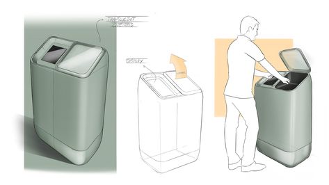 Product Design Drawing, Fashion Magazine Design, Garbage Storage, What Is Design, Design Thinking Process, Design Sketchbook, Drawing Projects, Trash Bins, Design Drawing