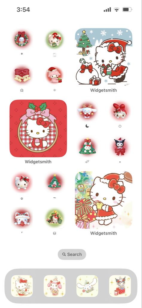 Christmas Ios Theme, Christmas Layout Iphone, Christmas Phone Layout, Christmas Ios Homescreen, Christmas Iphone Layout, Christmas Icons For Apps, Christmas App Icons, Christmas Hello Kitty, Sanrio Christmas