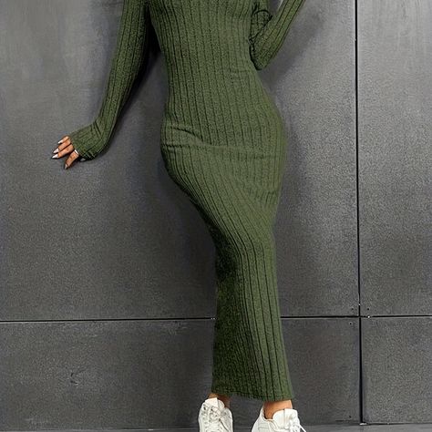 Faster shipping. Better service Backless Dress Casual, Dress Casual Long, Ribbed Knit Bodycon Dress, Ribbed Dress, Sleeve Bodycon Dress, Bodycon Maxi Dresses, Knitted Dress, Ribbed Dresses, Slim Dresses