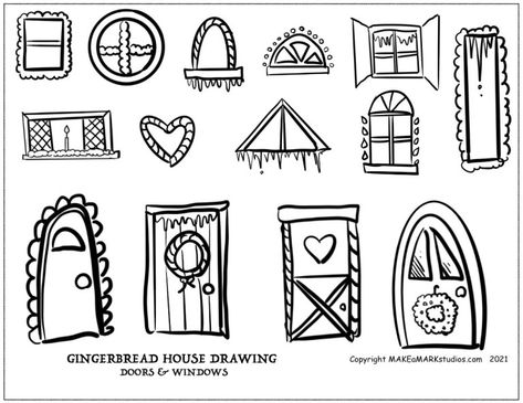 How to draw a gingerbread house… with free drawing guides! » Make a Mark Studios Draw A Gingerbread House, Gingerbread House Drawing, House Drawing Ideas, Space Perspective, Building Sketches, Simple House Drawing, House Doodle, Witches House, Winter Art Lesson