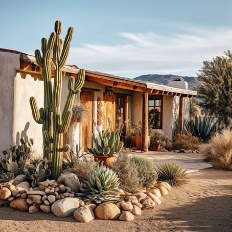 Mexican Cactus Garden, Cactus Front Yard Landscaping, Pampas Grass Garden, Desert Oasis Backyard, Agave Garden, Desert Landscape Design, Cactus Garden Landscaping, Desert Backyard, Desert Decor