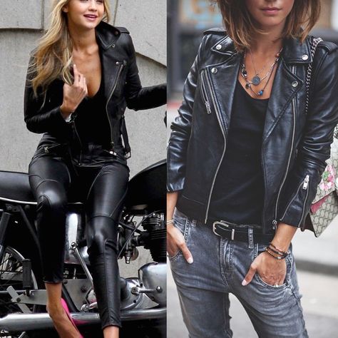 Leather Moto Jacket Outfit, Moto Jacket Outfit, Rocker Chic Style, Faux Leather Motorcycle Jacket, Black Leather Moto Jacket, Preppy Prom, Moto Biker Jacket, Trendy Business Casual, Coachella Dress