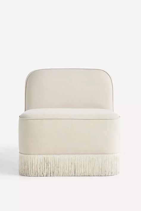 Accent Chairs, Arm Chairs, and Dining Chairs | Anthropologie Fringe Chair, Bistro Chairs Outdoor, Sculptural Chair, Leather Chaise, Bistro Chairs, Upholstered Arm Chair, Armless Chair, Accent Chairs For Living Room, Linen Cushion