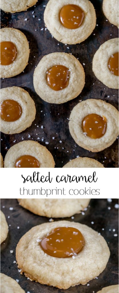 Caramel Thumbprint Cookies, Caramel Cookies Recipes, Thumbprint Cookie Recipe, Thumbprint Cookie, Chocolate Thumbprint Cookies, Caramel Treats, Caramel Bits, Fall Baking Recipes, Thumbprint Cookies Recipe