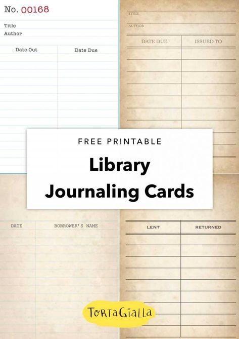 Library Card Template, Journal Printables Free, Printable Journal Cards, Library Journal, Scrapbooking Journal, Free Vintage Printables, Free Printable Cards, Library Catalog, Printables Free