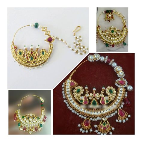 Rajputi Nath Designs, Kundan Nath, Nath Designs, Nath Design, Rajputi Jewellery, Dulhan Mehndi, Miniature Paintings, Couple Dress, Dulhan Mehndi Designs