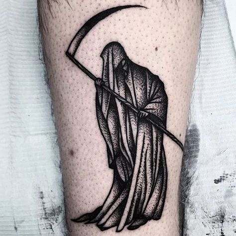 78856.webp (640×640) Ak Tattoo, Tato Tradisional, Grim Reaper Tattoo, Sleeve Tattoo Ideas, Reaper Tattoo, Facial Tattoos, Creepy Tattoos, Tatuaje A Color, Detailed Tattoo