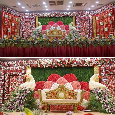 Beautiful & elegant 🌸 Decor: @redthreadeventz #weddingdecor #weddingdecoration #weddingplanning #decorideas #weddingdecorideas… | Wedding Decor Story | Indian Weddings (@weddingdecorstory) on Instagram Sreemantham Decoration, Indian Floral Decor, Engagement Stage, Hindu Wedding Decorations, Floral Wedding Decor, Indian Wedding Decorations Receptions, Engagement Stage Decoration, Reception Stage Decor, Simple Stage Decorations