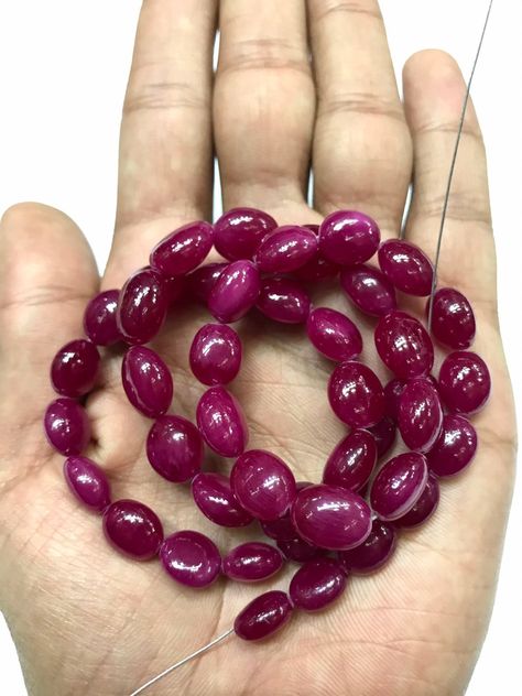 AAA RUBY Color Corundum Smooth Oval Gemstone Beads// 18 | Etsy Dark Pink Color, Stylish School Bags, Ruby Color, Gemstone Beads Wholesale, Alexandrite Stone, Pink Ruby, Gem Shop, Ruby Beads, Aquamarine Beads