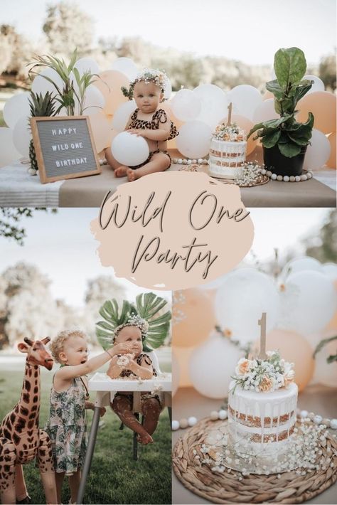 Wild One Animal Jungle Theme First Birthday Party Wild One Fall Birthday Party, Wild One Animal First Birthday, 1st Birthday Girl Wild One, Wildone 1st Birthday Party, Wild One Boho 1st Birthday Girl, Party Animals First Birthday, Baby Girl 1 Year Birthday Party Themes, She’s A Wild One Birthday, Wild One 1st Birthday Girl