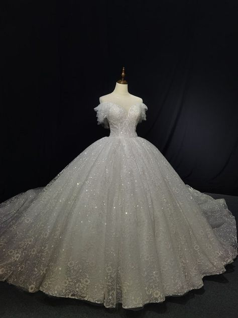 Large Wedding Dresses, Dream Wedding Gown Princesses, My Dream Wedding Dress, Wedding Dresses With Diamonds, Grand Wedding Dress, Bride Dress Princess, Dress Wedding Princess, Belle Wedding Dress, Wedding Dress Big