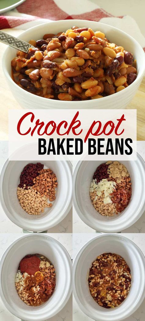 Crock Pot Baked Beans - Weekend Craft Homemade Baked Beans Crockpot, Crockpot Rice And Beans, Easy Homemade Baked Beans, Baked Green Bean Recipes, Freeze Pop Recipes, Crock Pot Baked Beans, Beans Crockpot, Homemade Baked Beans Recipe, Simple Baked Beans Recipe