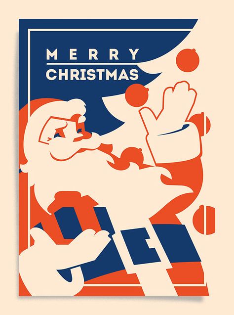 New Year Posters & Cards on Behance New Year Posters, Christmas Poster Design, Typographie Inspiration, Christmas Graphic Design, New Year Illustration, Santa Art, Creative Presentation, New Years Poster, 카드 디자인