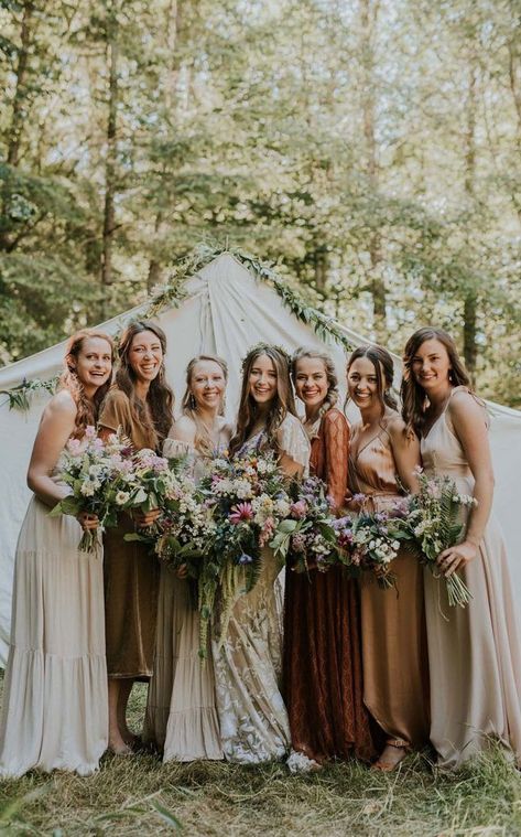 Rust and Sage Wedding Colour Palette | Rust wedding color Alternative Bridesmaid Dresses, Alternative Bridesmaid, Sage Wedding Colors, Wildflower Bouquets, Fall Bridesmaids, Midi Bridesmaid Dress, Wedding Color Trends, Bridesmaids Dress Inspiration, Fall Bridesmaid Dresses