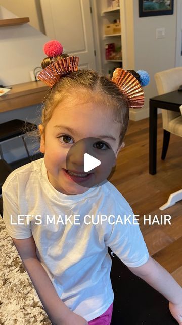 Dana Whisker on Instagram: "Ruby had crazy hair and dress day at school today so I did this easy Cupcake Hair. When I say easy, I mean it. I pulled the hot glue gun out at 7:17am and my husband’s face was like “reaaaallllyyy why do we have to bring the hot glue gun into this when we need to leave in 13 minutes.” 😂

#daughter #hairstyles #cupcakehair #cupcakebuns #crazyhair" School Wacky Hair Day, Hilarious Hair Day At School, Short Hair Wacky Hair Day, Creative Crazy Hair Day Ideas, Kids Silly Hair Day, Fast Crazy Hair Day Ideas, Flower Crazy Hair Day, Crazy Hat And Sock Day At School, Crazy Hair Day Short Hair Girls Schools