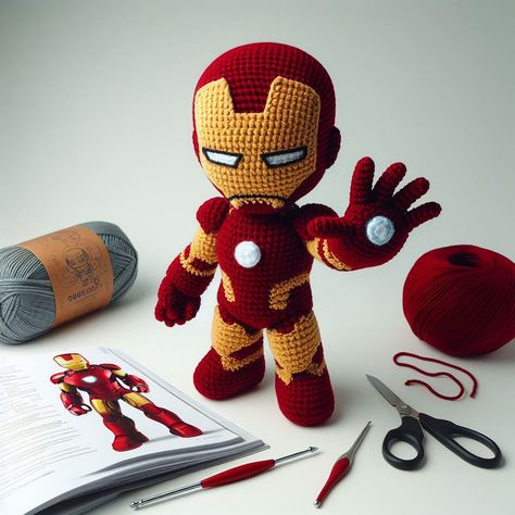 Iron Man Hat Crochet Pattern, Crochet Avengers Amigurumi, Ironman Crochet Pattern Free, Deadpool Amigurumi Pattern Free, Iron Man Crochet Pattern Free, Crochet Marvel Characters, Marvel Crochet Patterns, Marvel Crochet Patterns Free, Things To Crochet For Men