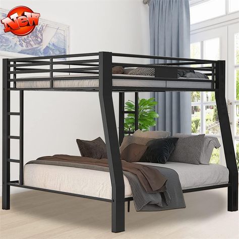 PRICES MAY VARY. Get it faster --- If any parts are damaged or lost in the process of transportation, Just tell us, we promise to replace the parts for you. 100% upgraded version & thicken & stronger metal frame --- YES, this upgraded version of the bunk bed is made of stronger and thickened metal steel. The surface is treated with a higher quality sandy black coating. Our designer specially thickened all the metal legs. Stronger, more corrosion-resistant and longer life. 100% more stable & safe Queen Bunk Bed, Queen Bunk Beds, Bed Full, Metal Bunk Beds, Full Mattress, Top Beds, Queen Bed Frame, Twin Mattress, Full Bed