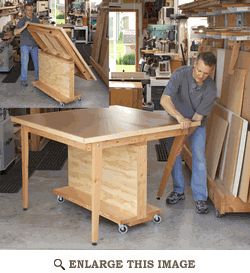 Work Bench, Table Saw Outfeed Support Woodworking Plan, Shop Project Plan | WOOD Store. Sewing room???? Project Paper, Folding Workbench, Woodworking Shop Plans, Wood Store, Wood Magazine, Workbench Plans, Garage Work Bench, Woodworking Table, Woodworking Workbench