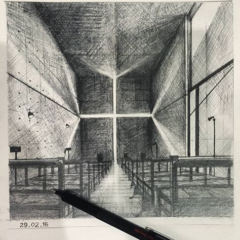 Tadao Ando Drawing, Tadao Ando Interior, Church Of Light, Lighting Diagram, Architectural Design Studio, Architectural Art, Shadow Light, Tadao Ando, Perspective Drawing