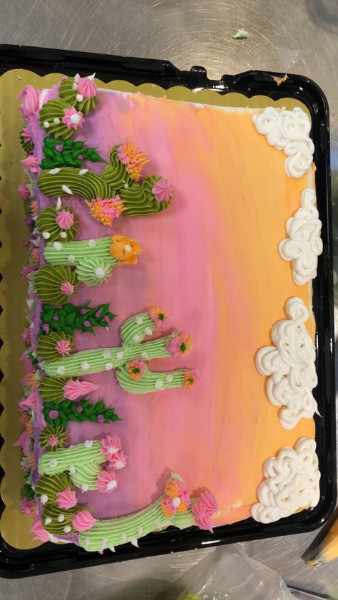 Cactus Cakes Ideas, Cute Sheet Cakes Birthday, Case Cake Ideas, Awesome Cake Designs, Cactus Sheet Cake Ideas, Rustic Sheet Cake Ideas, Western Sheet Cake Ideas, Cactus Sheet Cake, Fun Sheet Cake Designs