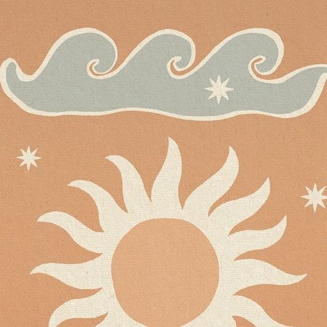 Stephanie 𓇼 Art + Illustration on Instagram: "Land of sea and sun 〰️✶ #roamslowstudio . . . . #surfart #surfillustration #logoinspirations #illustrationartists #coastalart #surfculture #longboardsurfing #womenwhosurf #surfdecor #artist" Coastal Cowgirl Lockscreen, Minimal Beach Aesthetic, Sun Illustration Art, Ocean Illustration, Web Logo, Golf Men, Art Activities For Toddlers, Lino Art, Beach Illustration