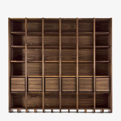 BIBLIO | BOOKSHELVES | RIVA 1920 Bookcase With Drawers, Kitchen Sofa, Concrete Finishes, Library Bookcase, Modular Shelving, Wood Bookcase, Drawer Shelves, Dining Table Design, Bookcase Storage