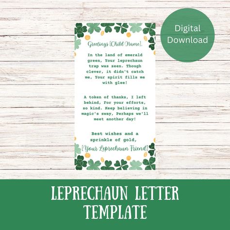 Leprechaun Letter, Leprechaun Names, The Leprechaun, Leprechaun Trap, Business Car, Leprechaun Hats, Letters For Kids, Preschool Printable, Letter Template