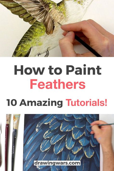 How to Paint Feathers on a Bird Easy Step by Step, 10 great tutorials! Learn How to Paint Feathers on a Bird with the Best Online Video Tutorials with Acrylic, Watercolor and many more techniques! Paint Feathers on a Bird and more! DIY Easy Painting! Painting Tutorial for Beginners! How To Paint Feathers Watercolour, Painted Birds Acrylic, Painting Feathers Tutorial, How To Draw Feathers On A Bird, Acrylic Painting Birds Easy, Bird Artwork Painting, How To Paint A Feather, How To Paint Feathers Acrylic, How To Paint A Bird