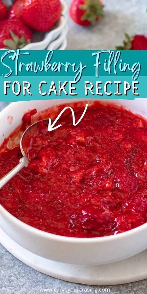 Strawberry Filling For Cake, Strawberry Cake Filling, Cake Filling Recipes, Frosting Recipes Easy, Cake Frosting Recipe, Strawberry Dessert Recipes, Strawberry Cake Recipes, Strawberry Filling, Fruit Filling