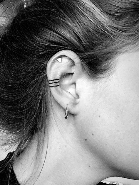 Helix Tattoo - Google Search Helix Tattoo, Tattoo Ear, Helix Ear, Spine Tattoos, Matching Tattoos, Tiny Tattoos, Ear Tattoo, Behind Ear Tattoo, Helix