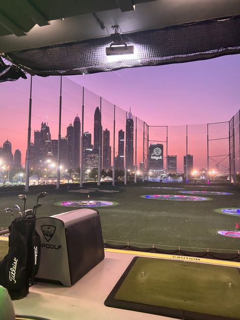 #dubai #sunset #pinksky #skyaesthetic #dubaifashion #dubaimarina #dubaitravel #dubailife #dubaimall #travel #uae #golf #drivingrange #golfing Top Golf Dubai, Exams Aesthetic, Sky Dubai, Minimalist Things, Dubai Living, Stolen Pics, Dubai Sunset, Vsco Video, Chanel Bleu