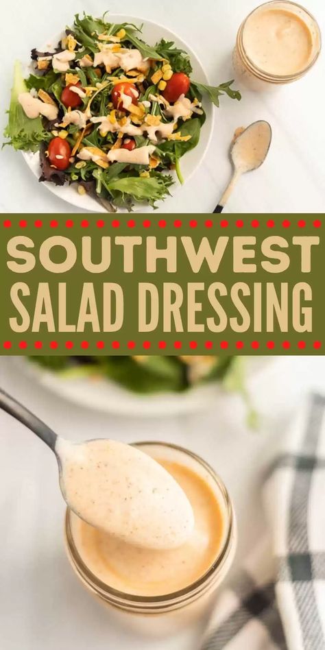 Southwest Salad Dressing Recipe, Southwest Salad Dressing, Mexican Salad Dressings, Southwest Salad Recipe, Southwest Dressing, Healthy Dressing Recipes, Taco Salad Dressing, Southwest Salad, Healthy Dressing