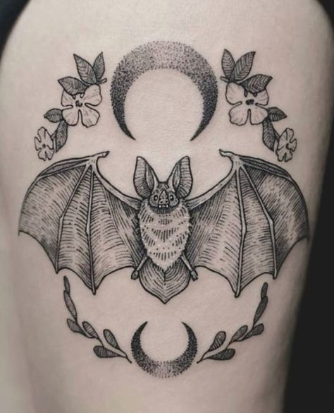 Illustrative Bat Tattoo, Cute Bat Tattoo, Bats Tattoo, Cowboy Hat Tattoo, Bats Tattoo Design, Mum Tattoo, Bat Flower, Scary Bat, Tattoo Themes