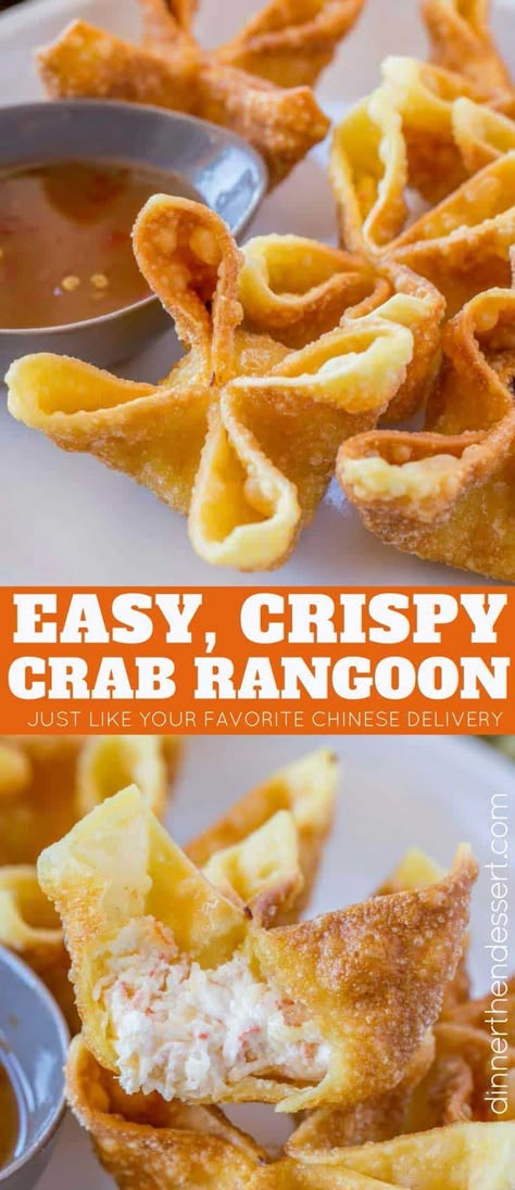 Crab And Cream Cheese, Rangoon Recipe, Crab Rangoon Recipe, Cheese Wontons, Cream Cheese Wontons, Homemade Chinese Food, Sweet And Sour Sauces, Wonton Recipes, Mapo Tofu