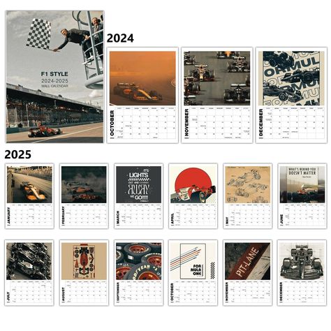 2025-2025 Formula 1 Wall Calendar - 15-Month F1 Calendar from October 2025 to December 2025, 11x15" Spiral Bound with Hanger, Grand Prix Days Highlighted, Large Writing Space Wall Calendar Ideas, F1 Calendar, Calendar Aesthetic, Calendar Wall, Calendar Monthly, Calendar Ideas, Writing Space, Calendar 2024, New Adventure