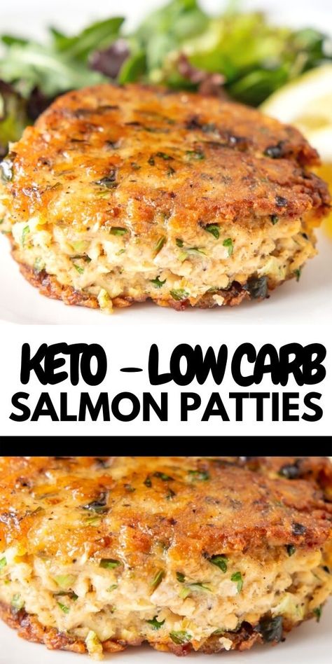 Easy low carb Salmon patties, made with canned salmon a quick healthy lunch or dinner recipe! gluten free and clean eating. Low Carb Salmon Patties, Low Carb Salmon, Canned Salmon Recipes, Healthy Low Carb Dinners, Canned Salmon, Quick Healthy Lunch, Salmon Patties Recipe, Desserts Keto, Healthy Salmon Recipes