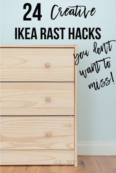 Genius Ikea Rast hacks you can't miss! The perfect ideas to make the unfinished Ikea rast nightstand your own! #AnikasDIYLife #ikeahacks #furnituremakeover #ikea #rast #diy #homedecor Dy Ikea, Rast Diy, Rast Nightstand, Ikea Nightstand Hack, Ikea Rast Nightstand, Nightstand Hack, Hackers Ikea, Ikea Rast Dresser, Ikea Dresser Hack