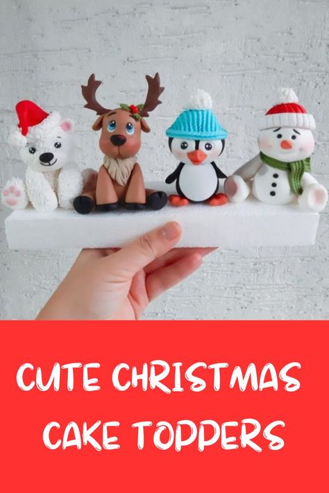 Fondant Christmas Figures, Fondant Gingerbread Man, Christmas Cake Toppers Fondant, Christmas Cake Ideas Fondant, Birthday Cake Ideas Fondant, Christmas Fondant Toppers, Snowman Cake Ideas, Christmas Cake Fondant, Christmas Polymer Clay Ideas