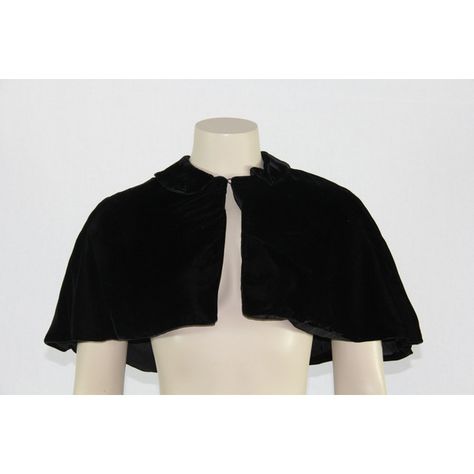 1950s Vintage Cape - Black Velvet with Collar CAPELET ($48) ❤ liked on Polyvore featuring outerwear, velvet cape, cape coat, vintage cape and vintage cape coat Vintage Cape Coat, Black Capelet, Velvet Cape, Vintage Cape, Black Cape, Cape Coat, Vintage Clothes, 1950s Vintage, Black Velvet