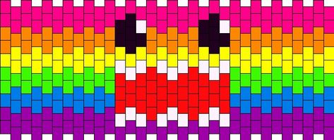 Rainbow Kandi Pattern, Gloomy Bear Kandi Pattern, Domo Kandi Cuff, Kandi Patterns Numbered, Domo Kandi Pattern, Kuromi Kandi Pattern, Scene Kandi Patterns, Numbered Kandi Patterns, Candy Cuff Pattern