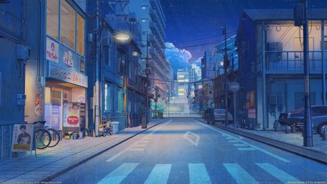 Street Background, Wallpaper Estetika, Anime City, Japan Street, City Background, 1080p Wallpaper, Tokyo Street, Night Scenery, Aesthetic Desktop Wallpaper